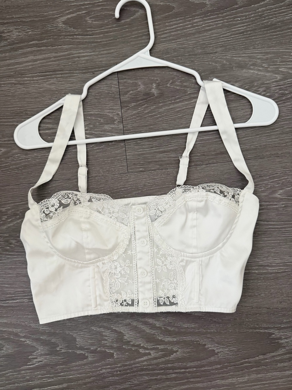 Princess Polly Ivory Lace Button-Front Longline Bralette